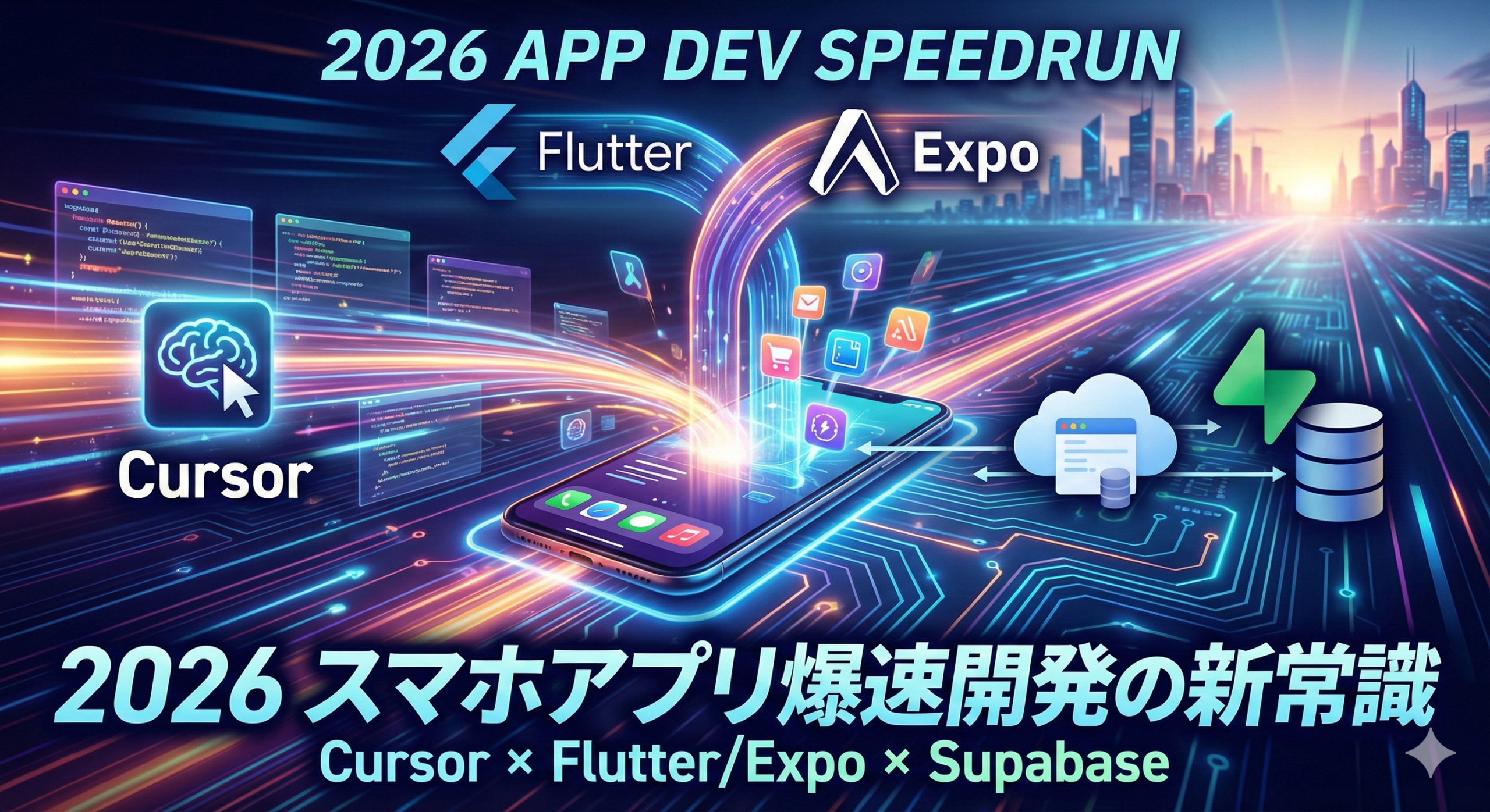 2026年版：スマホアプリ開発の『爆速』新常識 — Cursor × Flutter (or Expo) × Supabaseで数週間を数日に