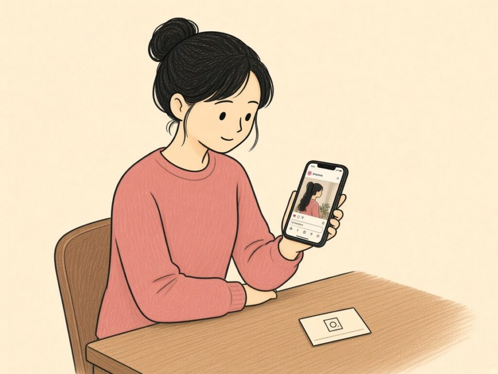 スマホで案内を出しているスタッフ