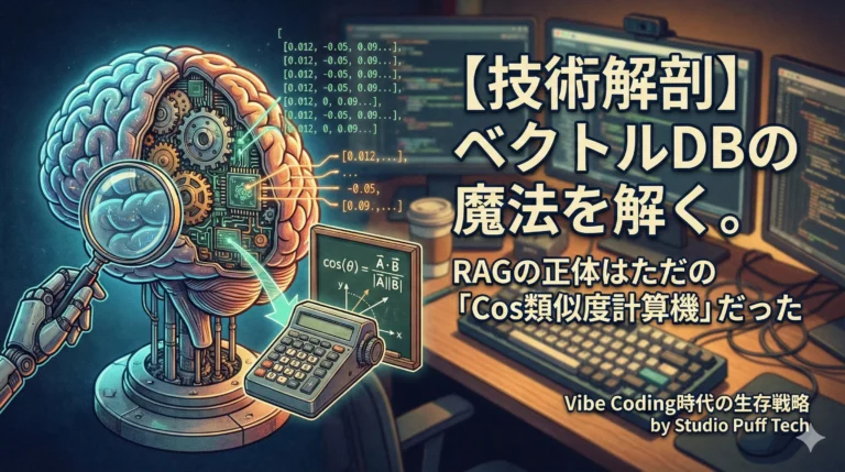 【技術解剖】「ベクトルDB」の魔法を解く。RAGの正体はただの「Cos類似度計算機」だった（Vibe Coding時代の生存戦略）